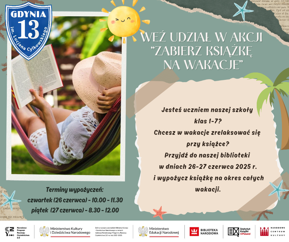 Zabierz książkę na wakacje! Akcja w ramach Narodowego Programu Rozwoju Czytelnictwa 2.0.