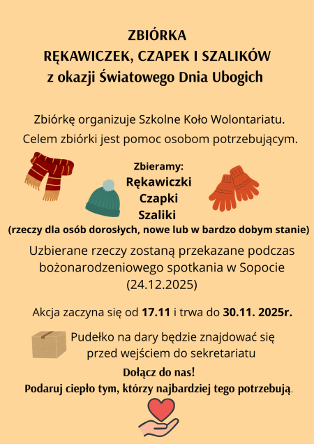 Szkolne Koło Wolontariatu ogłasza zbiórkę