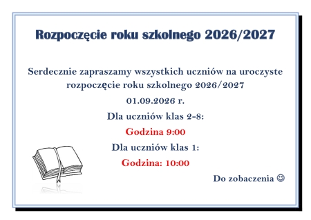 Rozpoczęcie roku szkolnego 2026/2027